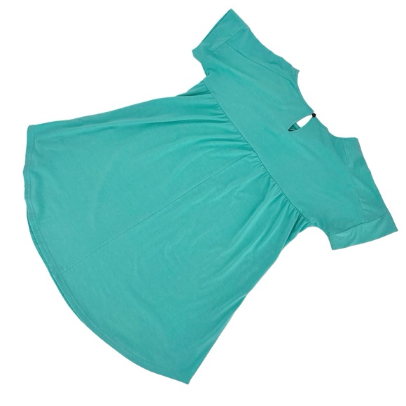 Reborn Turquoise Short Sleeve Button Sides A-Line Tunic Top, Medium - Picture 2 of 16